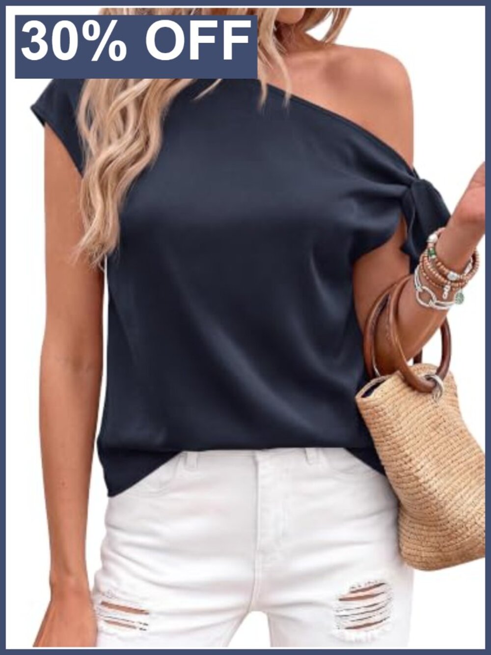 Off Shoulder Satin Blouse Short Sleeve Summer Wedding Guest Top